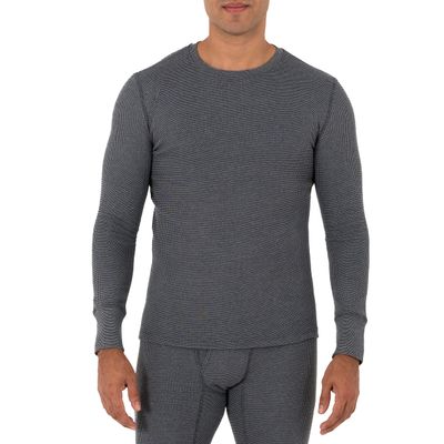 Fruit of the Loom Men's Recycled Waffle Thermal Underwear Crew Top (1 and 2 Packs), Greystone Heather, 4X