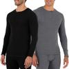Fruit of The Loom Men's 2-Pack Recycled Waffle Thermal Underwear Henley Top, Black/Greystone Heather, 5X-Large view 1