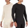 Fruit of the Loom Men's 2-Pack Recycled Waffle Thermal Underwear Crew Top, Black/Natural, Medium view 1