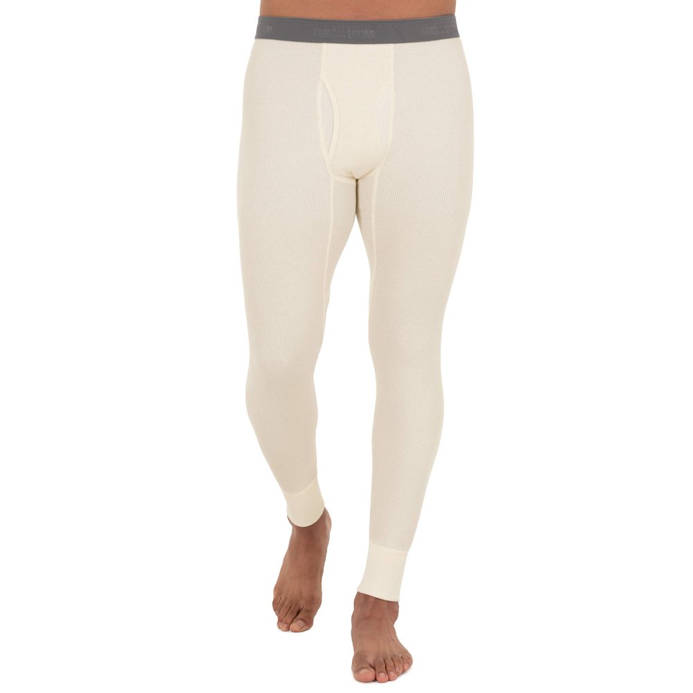 Fruit of The Loom Men's Recycled Waffle Thermal Underwear Bottom, Natural, Large