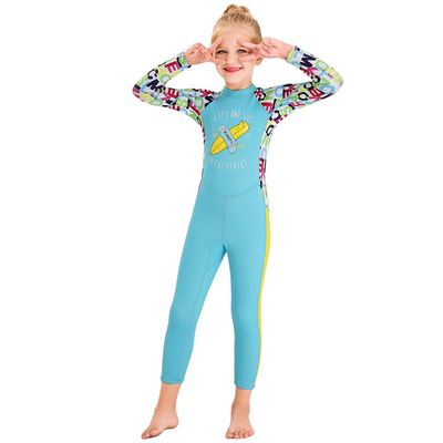 Kids Girls Boys Wetsuit Full Body Neoprene Thermal Swimsuit 2.5MM for Toddler Youth Children Teen, Long Sleeve Child Scuba Diving Surf Suit One Piece Sun Protection for Water Sports (Blue, XL)