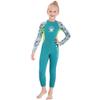 Kids Girls Boys Wetsuit Full Body Neoprene Thermal Swimsuit 2.5MM for Toddler Youth Children Teen, Long Sleeve Child Scuba Diving Surf Suit One Piece Sun Protection for Water Sports (Girl Green, M) view 1