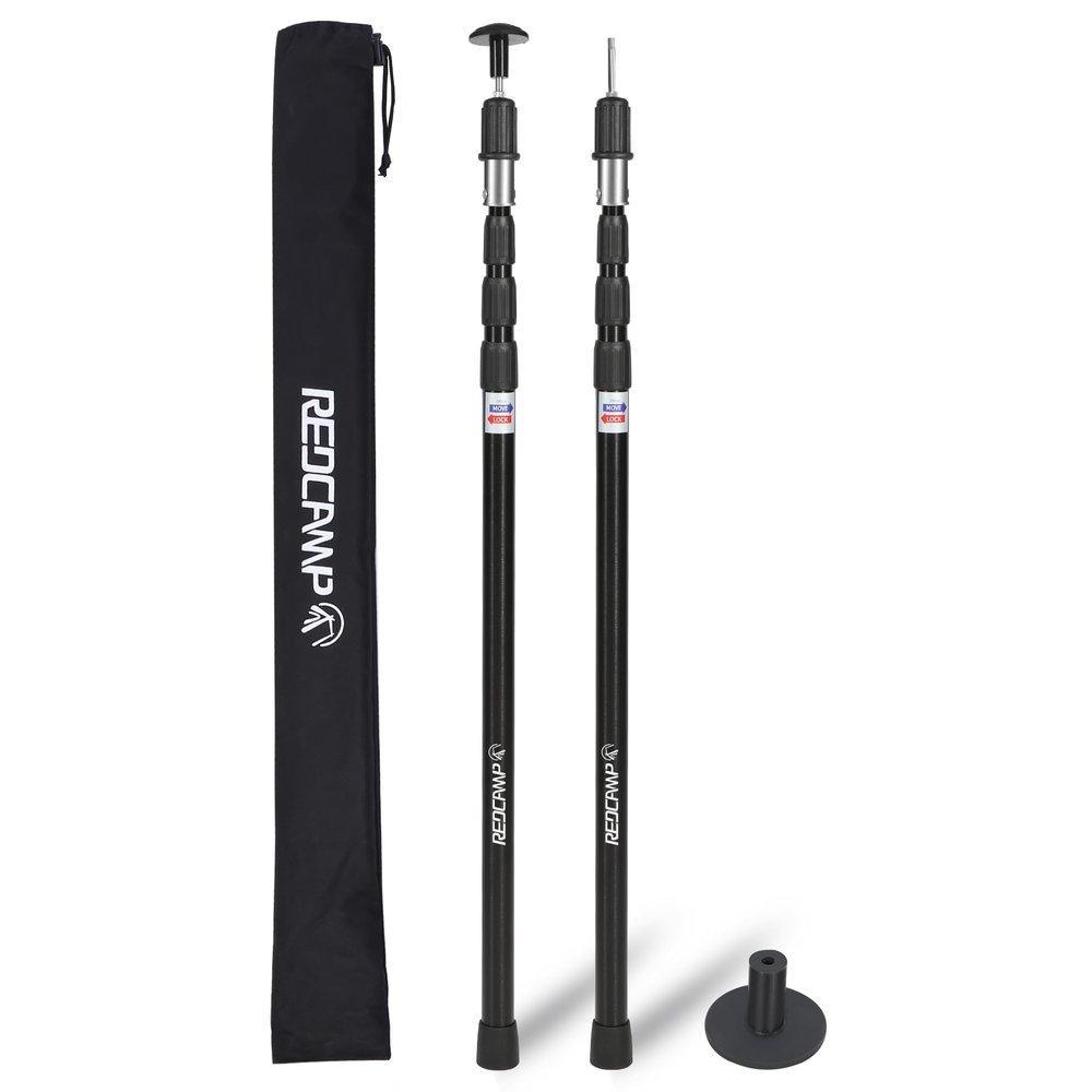 REDCAMP Aluminum Adjustable Camping Tarp Poles, Set of 2, 33.3in to 98.4in Telescoping Lightweight Tent Poles for Shelter, Hammock Rain Fly, Awning