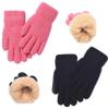 FENELY Winter Gloves for Boys Girls - Kids Warm Knit Thermal Cable Knitted Gloves Black Pink Wool Fleece Lined Mittens for Cold Weather view 1