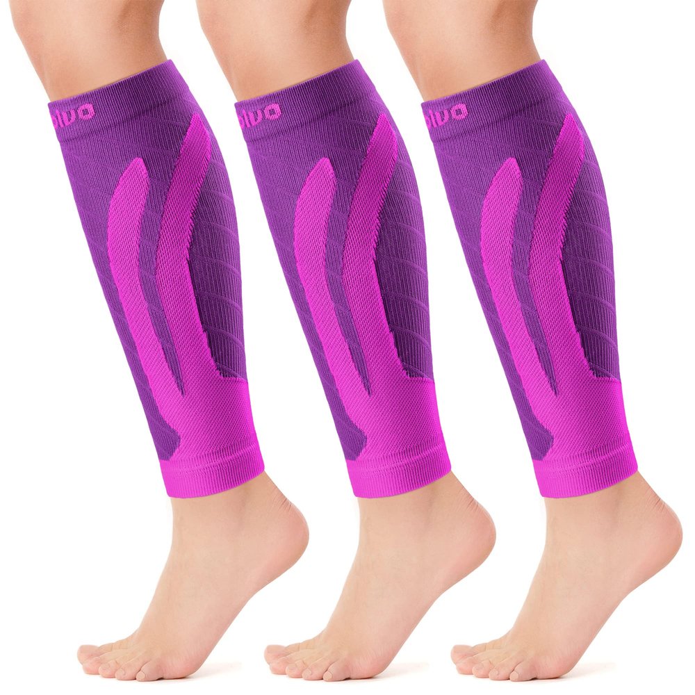 CAMBIVO 3 Pairs Calf Compression Sleeve for Women Men, Leg Support for Shin Splints, Varicose Vein (Dark Blue, Small-Medium)