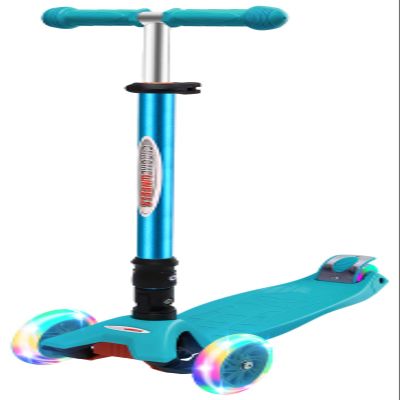 ChromeWheels Foldable Scooters for Kids, Deluxe Kick Scooter 4 Adjustable Height 132lbs Weight Limit 3 Wheel, Lean to Steer LED Light Up Wheels, Best Gifts for Girls Boys Age 3-12 Year Old, Aqua