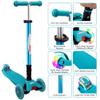 ChromeWheels Foldable Scooters for Kids, Deluxe Kick Scooter 4 Adjustable Height 132lbs Weight Limit 3 Wheel, Lean to Steer LED Light Up Wheels, Best Gifts for Girls Boys Age 3-12 Year Old, Aqua view 4
