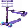 ChromeWheels Scooters for Kids, Deluxe Kick Scooter Foldable 4 Adjustable Height 132lbs Weight Limit 3 Wheel, Lean to Steer LED Light Up Wheels, Best Gifts for Girls Boys Age 3-12 Year Old, Purple view 1