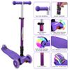 ChromeWheels Scooters for Kids, Deluxe Kick Scooter Foldable 4 Adjustable Height 132lbs Weight Limit 3 Wheel, Lean to Steer LED Light Up Wheels, Best Gifts for Girls Boys Age 3-12 Year Old, Purple view 4