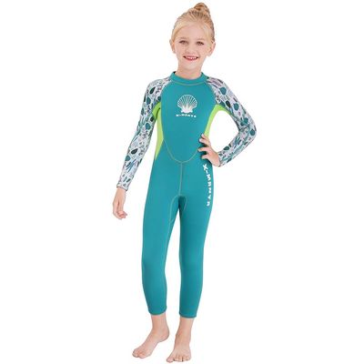 Kids Girls Boys Wetsuit Full Body Neoprene Thermal Swimsuit 2.5MM for Toddler Youth Children Teen, Long Sleeve Child Scuba Diving Surf Suit One Piece Sun Protection for Water Sports (Girl Green, S)