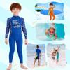 Full Body Kids Swimsuit One Piece Rash Guard Long Sleeve Wetsuit Skin for Girls Boys Children, Sunsuit Swimwear UPF 50+ UV Sun Protection Quick Dry for Beach Water Sports (Boy Blue, XXL) view 2
