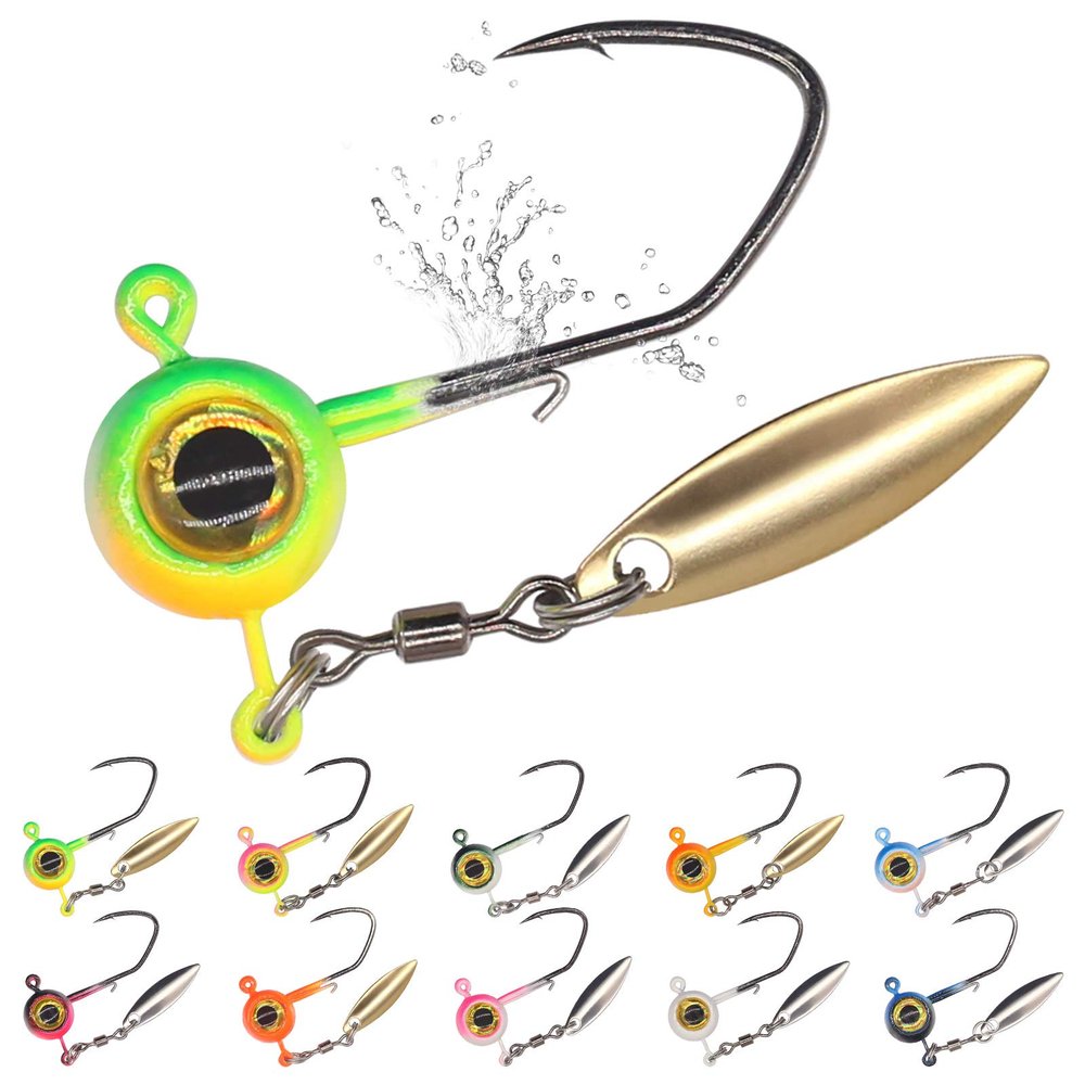 Crappie Jig Heads Kit With Underspin Spinner Blade, Lures and Jigs for Fishing - 30 & 50 Pack, 1/8, 1/16, 1/32 oz