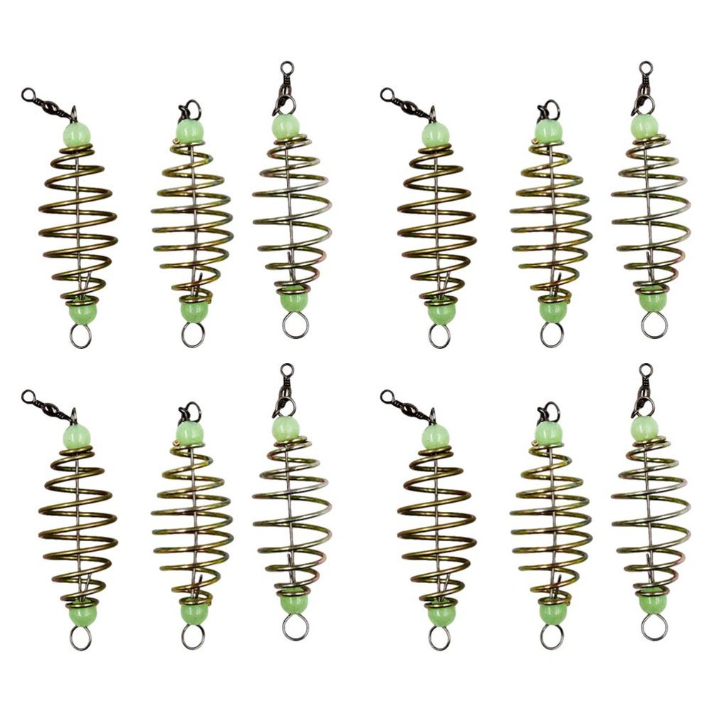 BESPORTBLE 12pcs Spring Fishing Feeder Luminous Fishing Cage Feeder Carp rucian Bream Fishing Tackle Fishing Accessories