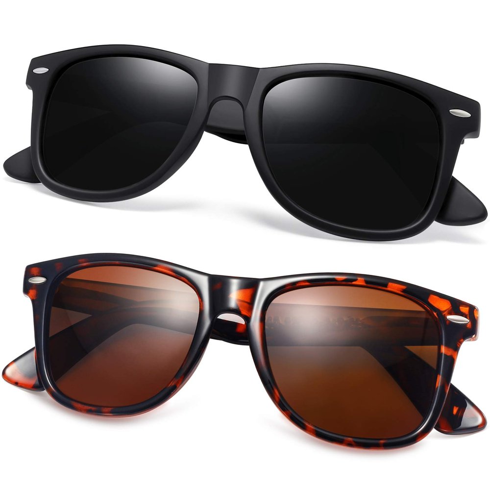 Joopin Trendy Square Sunglasses Polarized UV Protection Shades for Men Women Retro Sun Glasses (Tortoise Brown + Black)