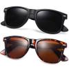 Joopin Trendy Square Sunglasses Polarized UV Protection Shades for Men Women Retro Sun Glasses (Tortoise Brown + Black) view 1