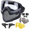 ATAIRSOFT 2 Modes Airsoft Mask Full Face Tactical Safety Protective Mask Anti-Fog Goggles Set with 3 Interchangable Lens (Black) view 1