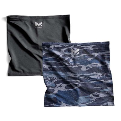MISSION Youth Cooling Gaiter 2pk - Black & Camo - 2 Pack