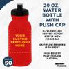 DISCOUNT PROMOS Custom 20 oz. Water Bottles with Push Cap Set of 50, Personalized Bulk Pack - Perfect for Gym, Hiking, Camping, Outdoor Sports - Red view 3