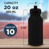 DISCOUNT PROMOS 20 oz. Water Bottles with Push Cap Set of 10, Bulk Pack - Perfect for Gym, Hiking, Camping, Outdoor Sports - Black view 4