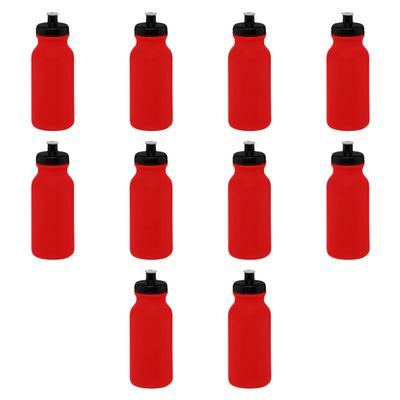 DISCOUNT PROMOS 20 oz. Water Bottles with Push Cap Set of 10, Bulk Pack - Perfect for Gym, Hiking, Camping, Outdoor Sports - Red