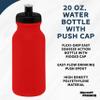 DISCOUNT PROMOS 20 oz. Water Bottles with Push Cap Set of 10, Bulk Pack - Perfect for Gym, Hiking, Camping, Outdoor Sports - Red view 3