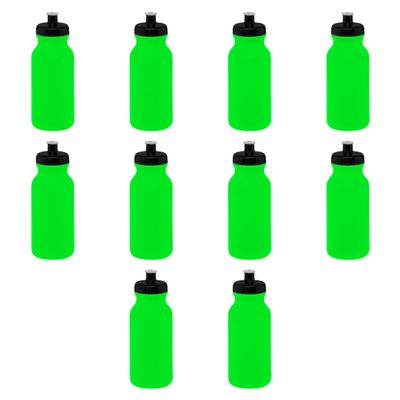 DISCOUNT PROMOS 20 oz. Water Bottles with Push Cap Set of 10, Bulk Pack - Perfect for Gym, Hiking, Camping, Outdoor Sports - Neon Green