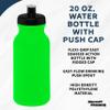 DISCOUNT PROMOS 20 oz. Water Bottles with Push Cap Set of 10, Bulk Pack - Perfect for Gym, Hiking, Camping, Outdoor Sports - Neon Green view 2