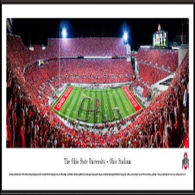 Ohio State Football, Band Script - 40.25x13.75-inch Standard Framed Print by Blakeway Panoramas