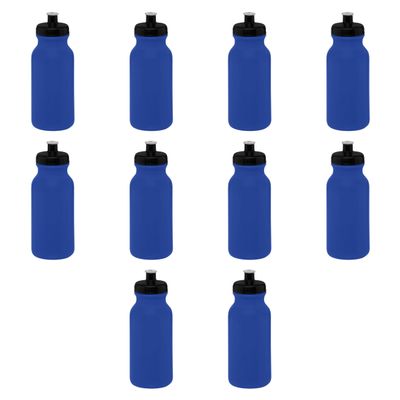 DISCOUNT PROMOS 20 oz. Water Bottles with Push Cap Set of 10, Bulk Pack - Perfect for Gym, Hiking, Camping, Outdoor Sports - Reflex Blue