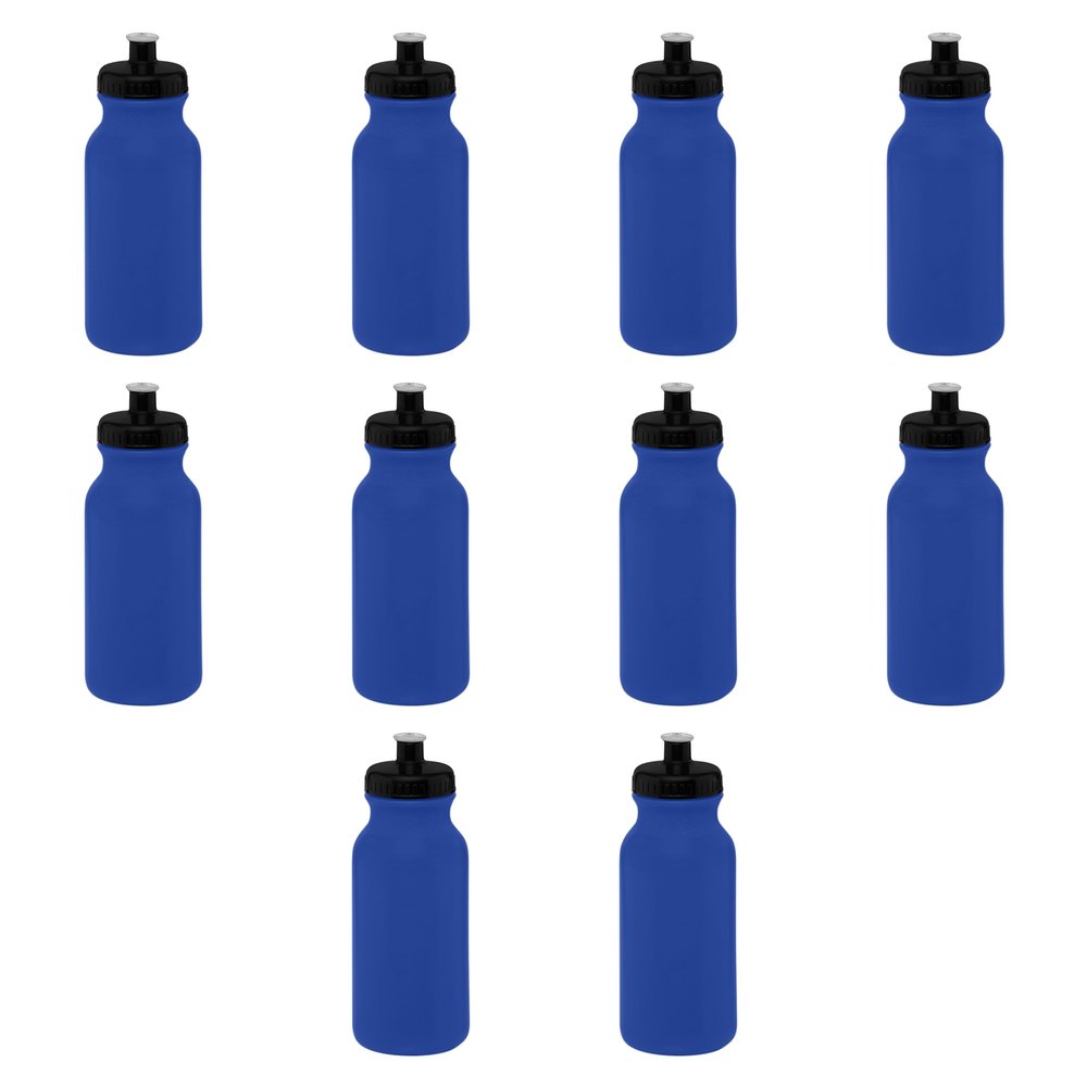 DISCOUNT PROMOS 20 oz. Water Bottles with Push Cap Set of 10, Bulk Pack - Perfect for Gym, Hiking, Camping, Outdoor Sports - Reflex Blue