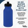 DISCOUNT PROMOS 20 oz. Water Bottles with Push Cap Set of 10, Bulk Pack - Perfect for Gym, Hiking, Camping, Outdoor Sports - Reflex Blue view 3