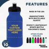DISCOUNT PROMOS Custom 20 oz. Water Bottles with Push Cap Set of 10, Personalized Bulk Pack - Perfect for Gym, Hiking, Camping, Outdoor Sports - Reflex Blue view 2