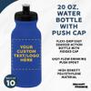 DISCOUNT PROMOS Custom 20 oz. Water Bottles with Push Cap Set of 10, Personalized Bulk Pack - Perfect for Gym, Hiking, Camping, Outdoor Sports - Reflex Blue view 3