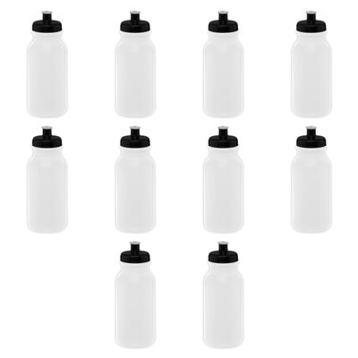DISCOUNT PROMOS 20 oz. Water Bottles with Push Cap Set of 10, Bulk Pack - Perfect for Gym, Hiking, Camping, Outdoor Sports - White