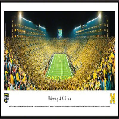 Michigan Football, Under the Lights - 40.25x13.75-inch Standard Framed Print by Blakeway Panoramas