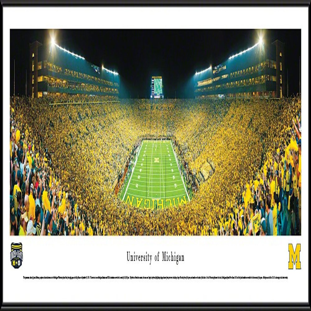 Michigan Football, Under the Lights - 40.25x13.75-inch Standard Framed Print by Blakeway Panoramas