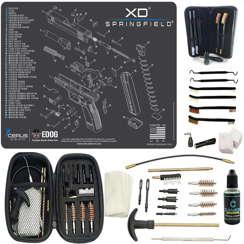 EDOG MAT for Springfield Armory XD (Exploded View) Pistol Cleaning Mat & Range Warrior Handgun Cleaning Kit & E.D.O.G. Tac Pak Cleaning Essentials