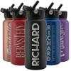 Amazing Items Personalized Water Bottle with Straw Lid, 32 oz - Jet Black | Custom Stainless Steel Sports Water Bottle w/Name and Text - Double Wall + Vacuum Insulated - Rotating Handle view 1
