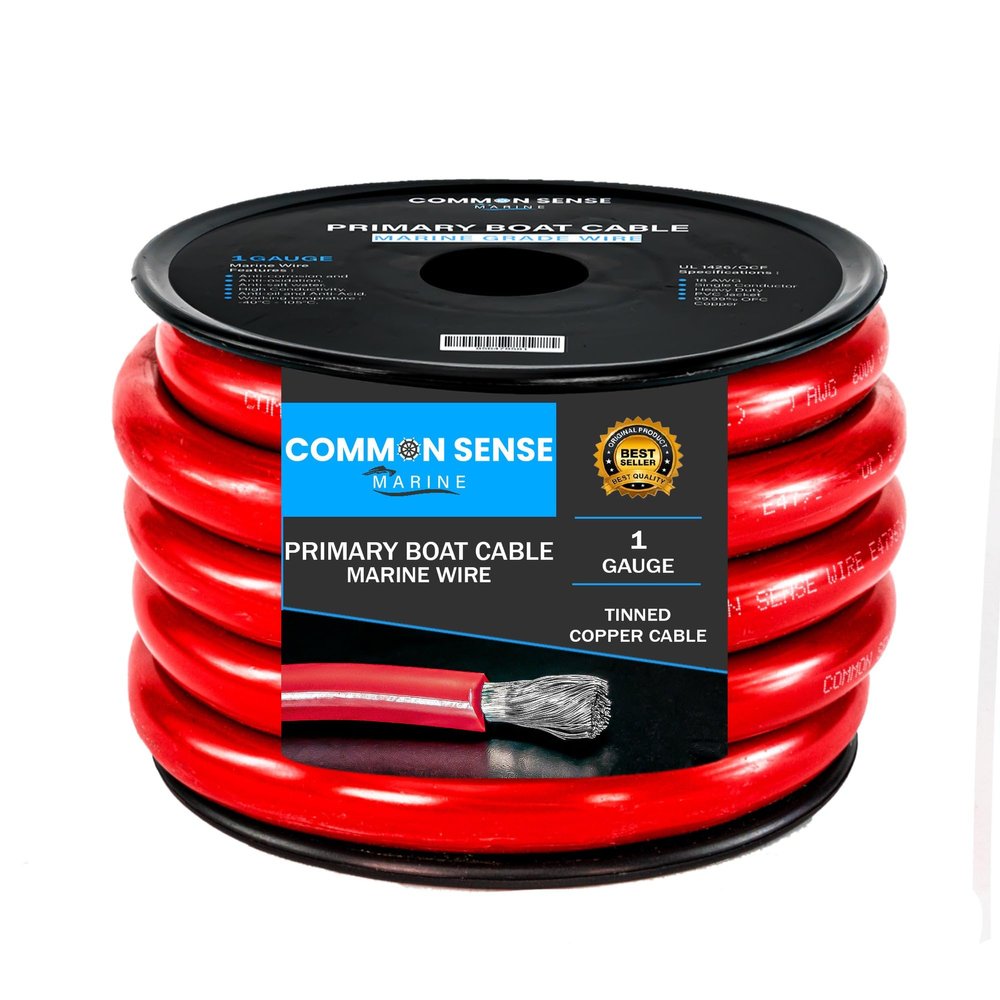 1 Gauge Primary Boat Cable - 75 ft Marine Grade Wire Tinned Oxygen-Free Copper - 1 AWG UL 1426 Standard PVC Wire for Boat, Automotive, Speakers, Camper & Trailers