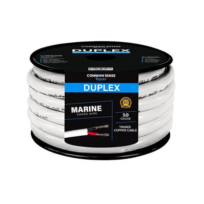 10 Gauge 2 Conductor Marine Wire - 75 ft Duplex Round Marine Grade Wire Tinned Copper Oxygen-Free Insulated - 10/2 AWG UL 1426 Standard PVC Wire for Boat, Automotive, Speakers, Camper & Trailers