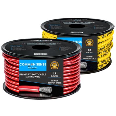 12 Gauge Primary Boat Cable - 75 ft Marine Grade Wire Tinned Oxygen-Free Copper - 12 AWG UL 1426 Standard PVC Wire for Boat, Automotive, Speakers, Camper & Trailers