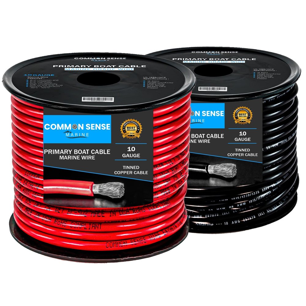 10 Gauge Primary Boat Cable - 75 ft Marine Grade Wire Tinned Oxygen-Free Copper - 10 AWG UL 1426 Standard PVC Wire for Boat, Automotive, Speakers, Camper & Trailers