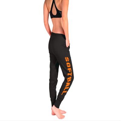 GIMMEDAT Softball Soft Jogger Drawstring Pocket Cuff Pants Sweatpants (Orange, Small)