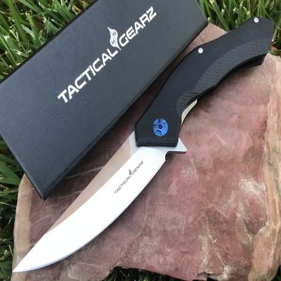 TACTICAL GEARZ Pocket Folding Knife for EDC, D2 Steel Blade, Solid G10 Handle (Triton)