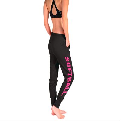 GIMMEDAT Softball Soft Jogger Drawstring Pocket Cuff Pants Sweatpants (Pink, Medium)