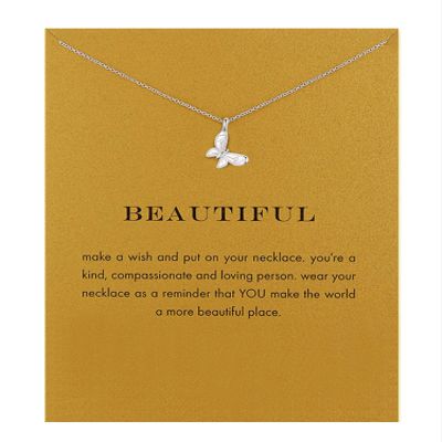 Baydurcan Butterfly Necklace Butterfly Pendant Necklace with Message Card Gift Card (butterfly)