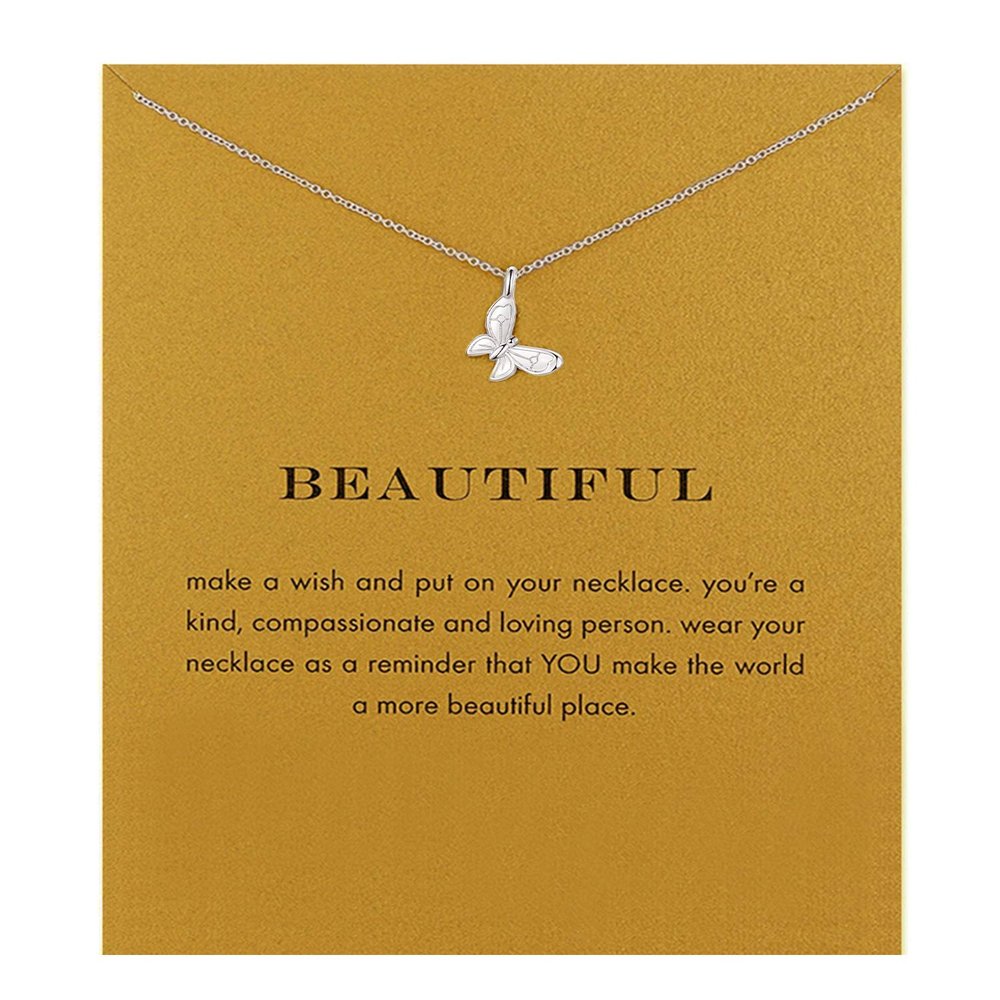 Baydurcan Butterfly Necklace Butterfly Pendant Necklace with Message Card Gift Card (butterfly)