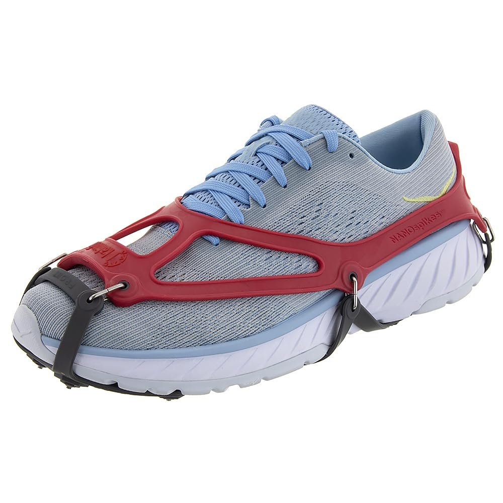 Kahtoola 1st Gen NANOspikes Footwear Traction for ICY Winter Road Running & Walking - Red - X-Small