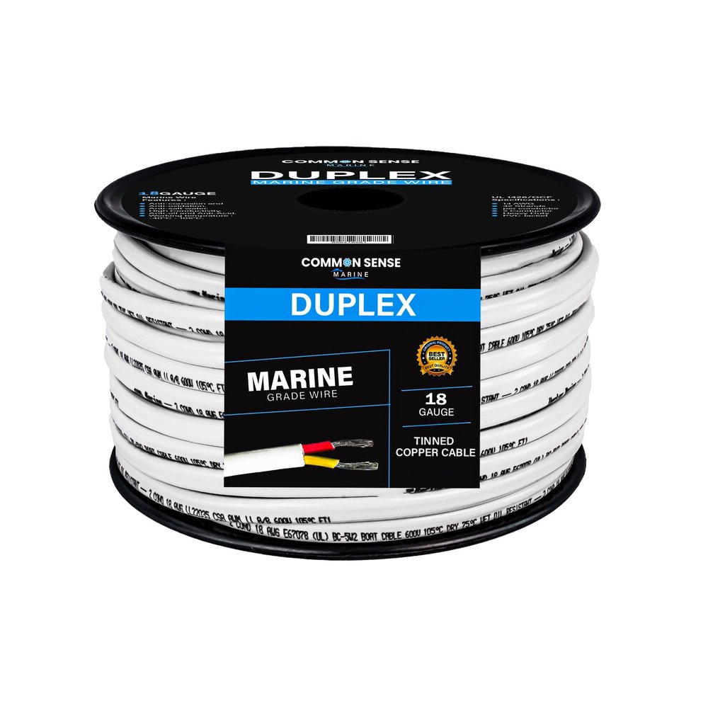 18 Gauge 2 Conductor Marine Wire - 75 ft Duplex Flat Marine Grade Wire Tinned Copper Oxygen-Free Insulated - 18/2 AWG UL 1426 Standard PVC Wire for Boat, Automotive, Speakers, Camper & Trailers
