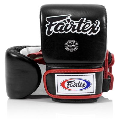 Fairtex TGO3 Muay Thai Boxing Gloves for Men, Women, Kids | Special Open Thumb Design | MMA Gloves| Premium Quality, Light Weight & Shock Absorbent Boxing Gloves (Black/White/Red/Medium)
